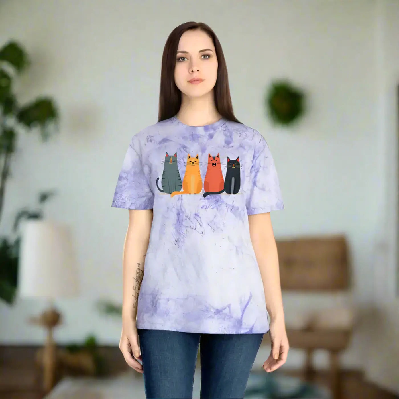 Fun Cat Tee - Colorful Design for Casual Everyday - DipaliZ