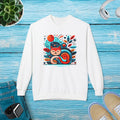 Colorful Cat Softstyle Fleece Sweatshirt - Cozy Vibrance - DipaliZ