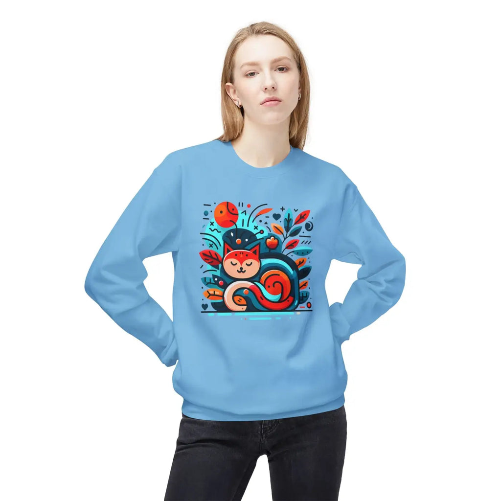 Colorful Cat Softstyle Fleece Sweatshirt - Cozy Vibrance - DipaliZ