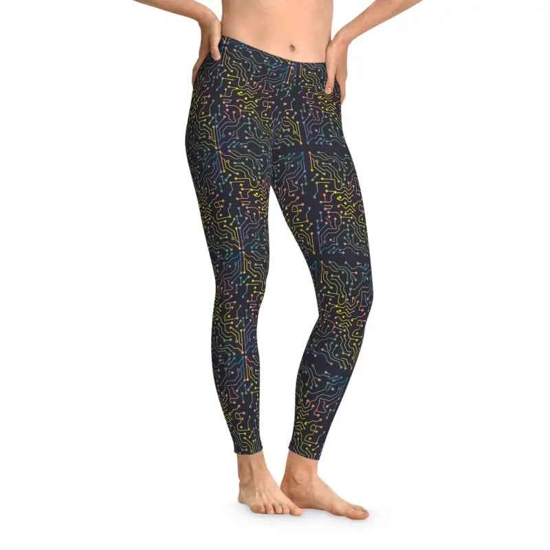 Colorful Circuits Abstract Pattern Leggings - DipaliZ