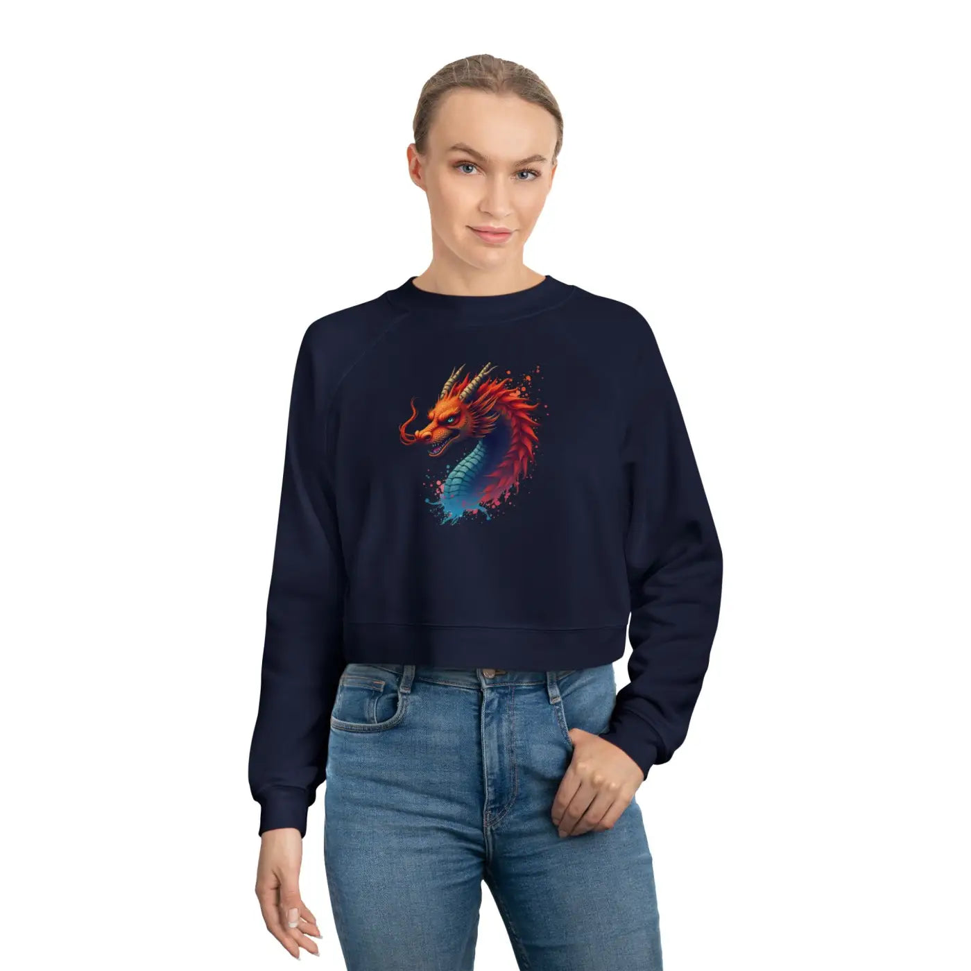 Colorful Dragona Cropped Fleece Pullover - Cozy Style - DipaliZ