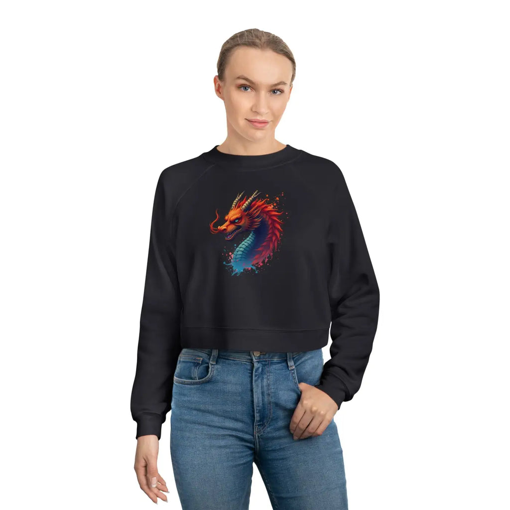Colorful Dragona Cropped Fleece Pullover - Cozy Style - DipaliZ