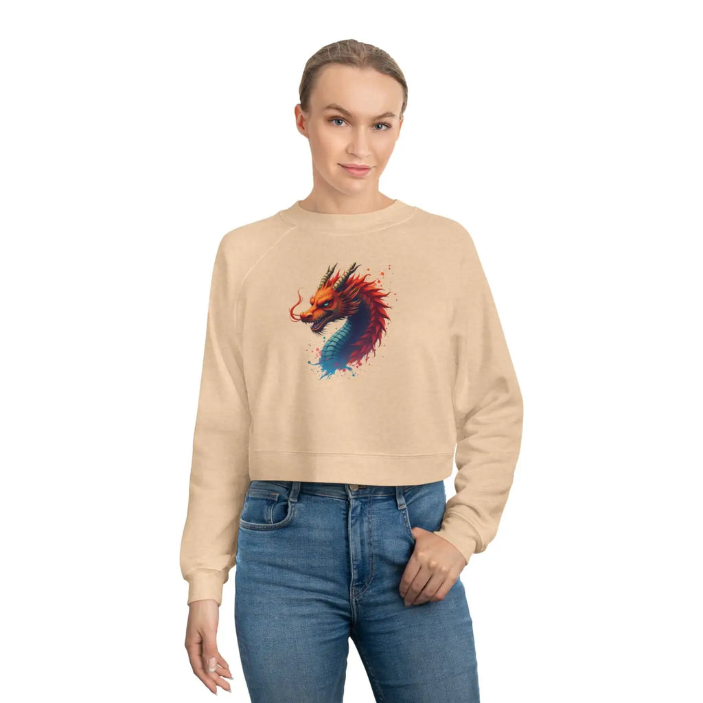 Colorful Dragona Cropped Fleece Pullover - Cozy Style - DipaliZ