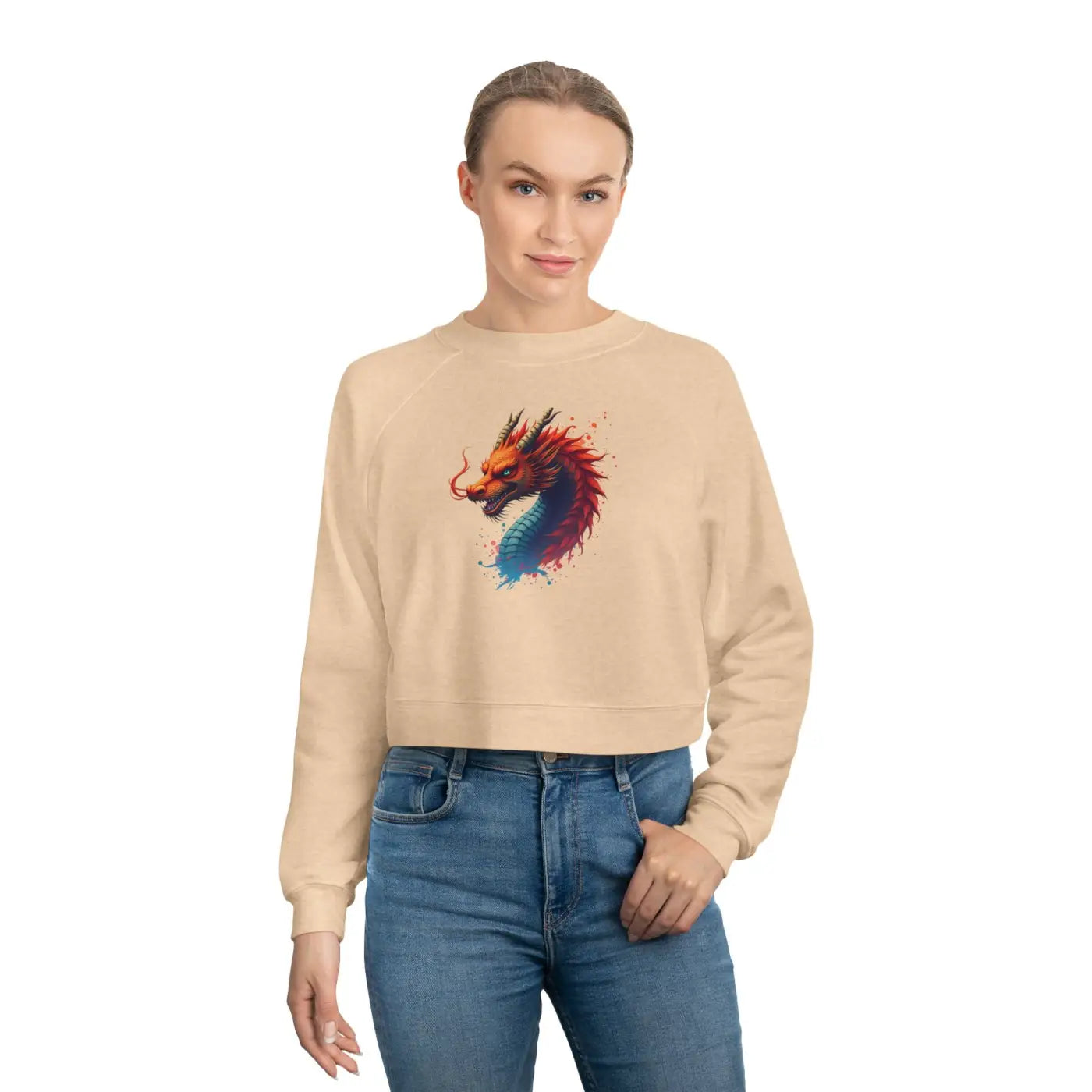 Colorful Dragona Cropped Fleece Pullover - Cozy Style - DipaliZ