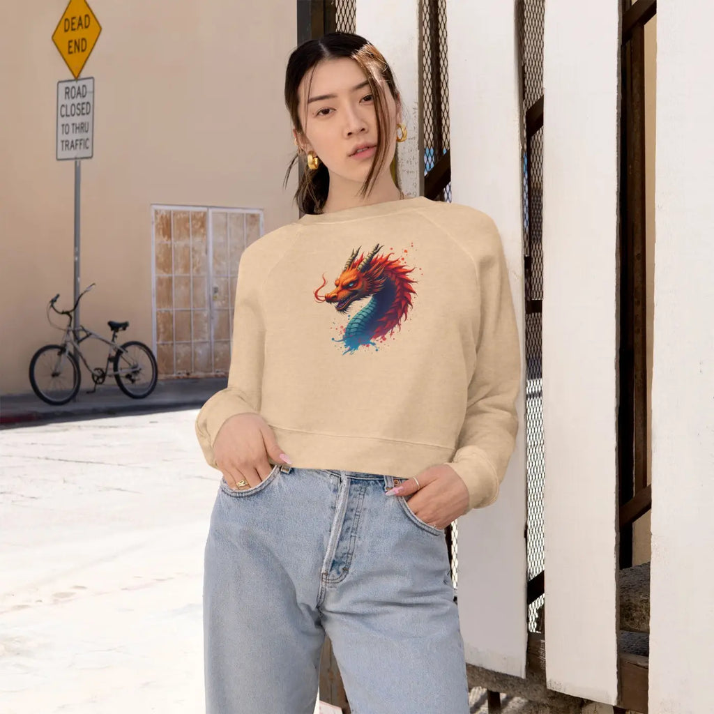 Colorful Dragona Cropped Fleece Pullover - Cozy Style - DipaliZ