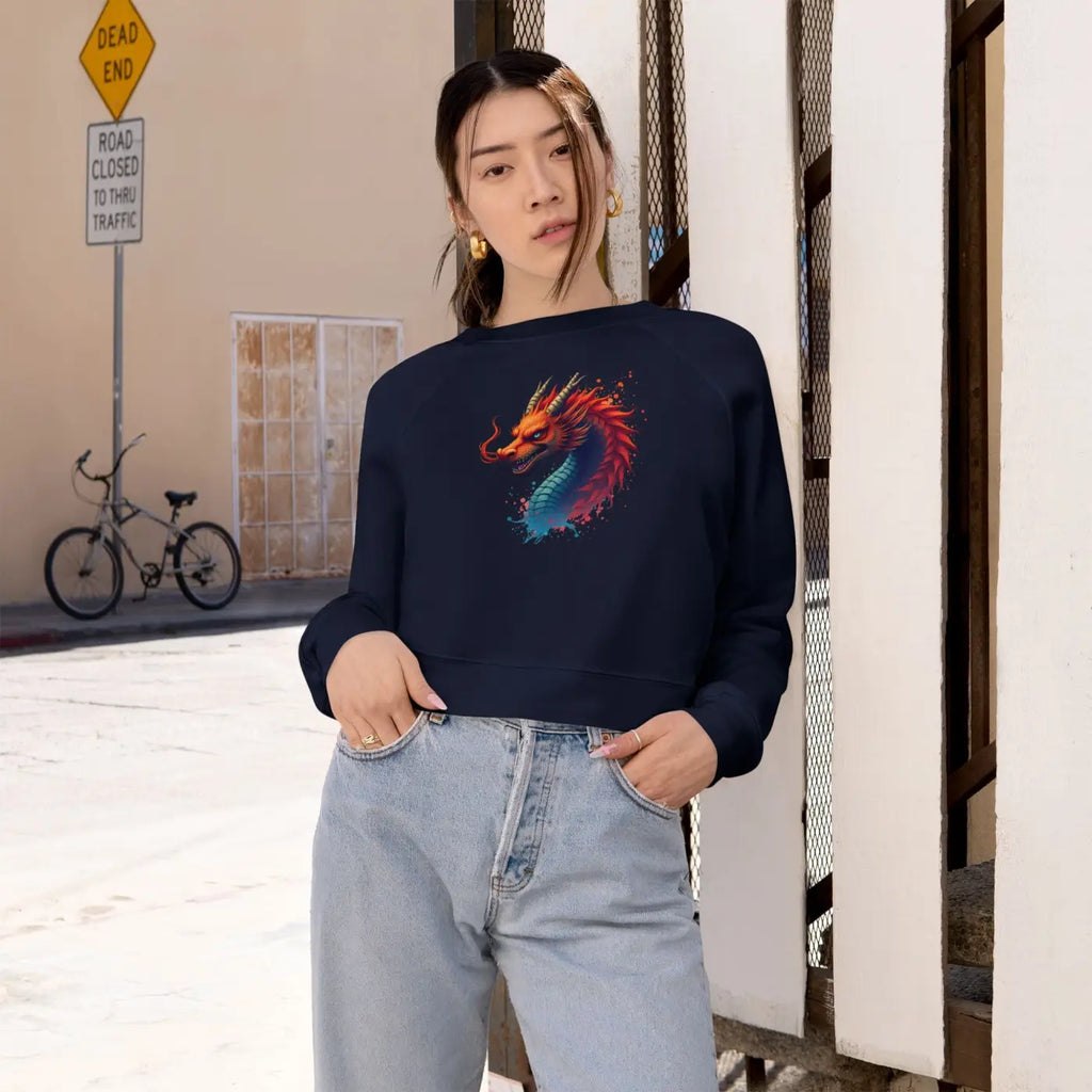 Colorful Dragona Cropped Fleece Pullover - Cozy Style - DipaliZ
