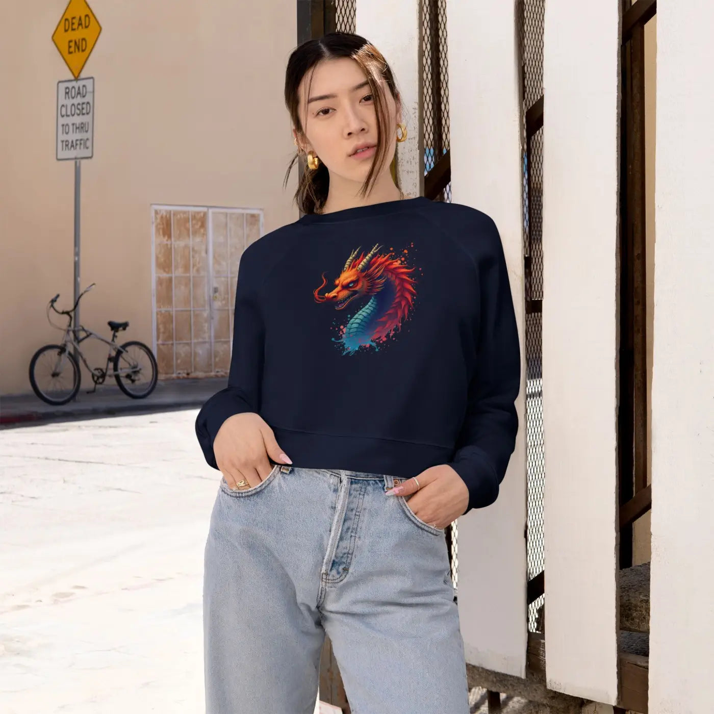 Colorful Dragona Cropped Fleece Pullover - Cozy Style - DipaliZ