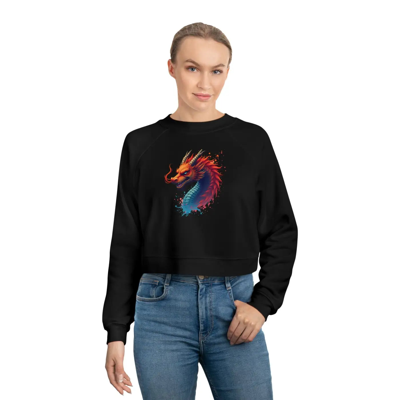 Colorful Dragona Cropped Fleece Pullover - Cozy Style - DipaliZ