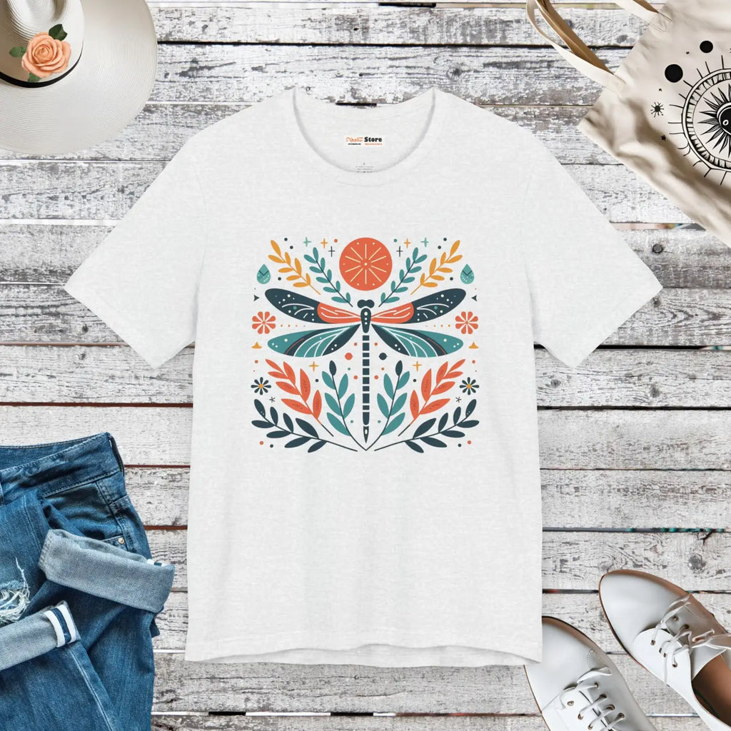 Colorful Dragonfly Dreams Short Sleeve Tee - Unisex Cotton - DipaliZ