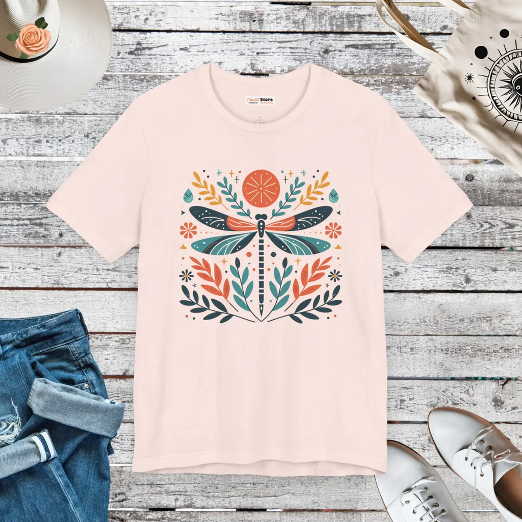 Colorful Dragonfly Dreams Short Sleeve Tee - Unisex Cotton - DipaliZ