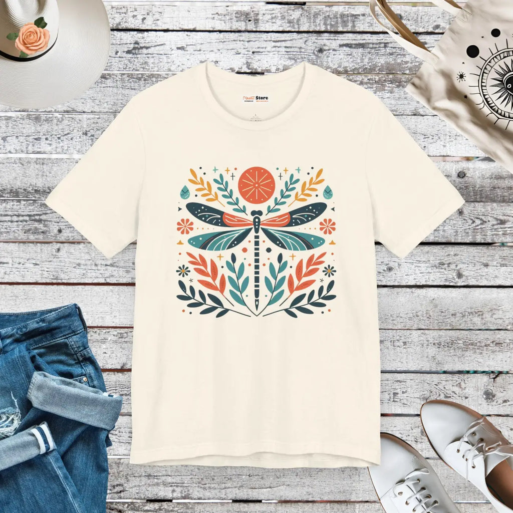 Colorful Dragonfly Dreams Short Sleeve Tee - Unisex Cotton - DipaliZ