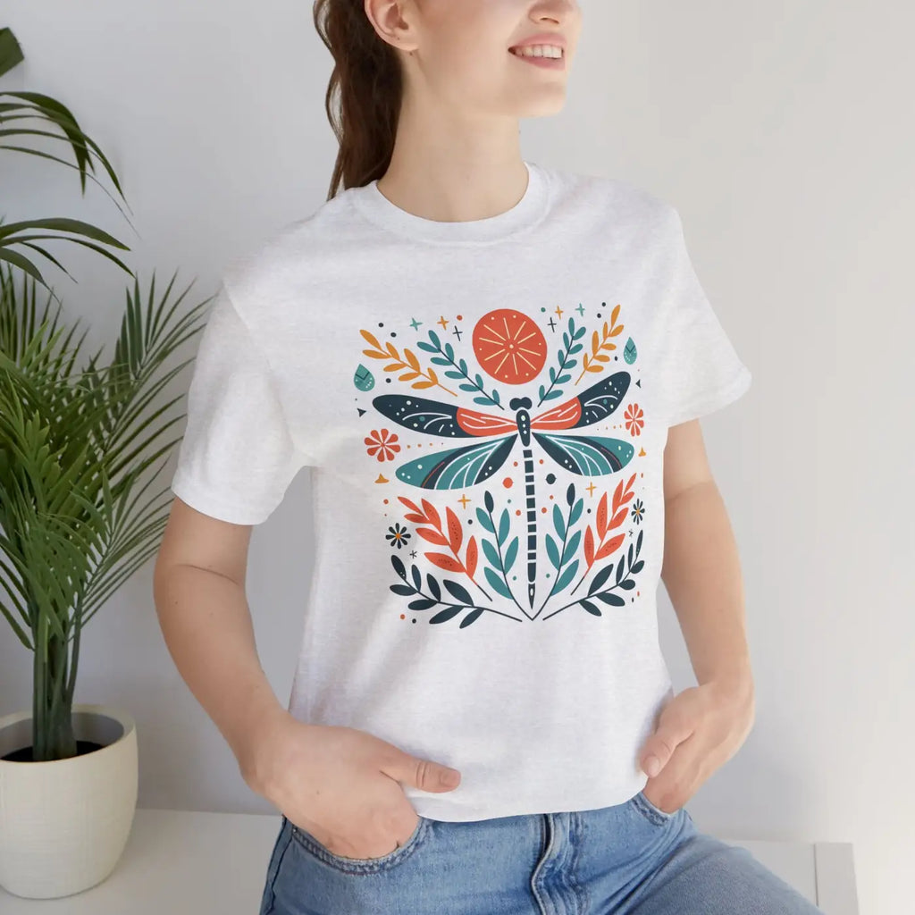 Colorful Dragonfly Dreams Short Sleeve Tee - Unisex Cotton - DipaliZ