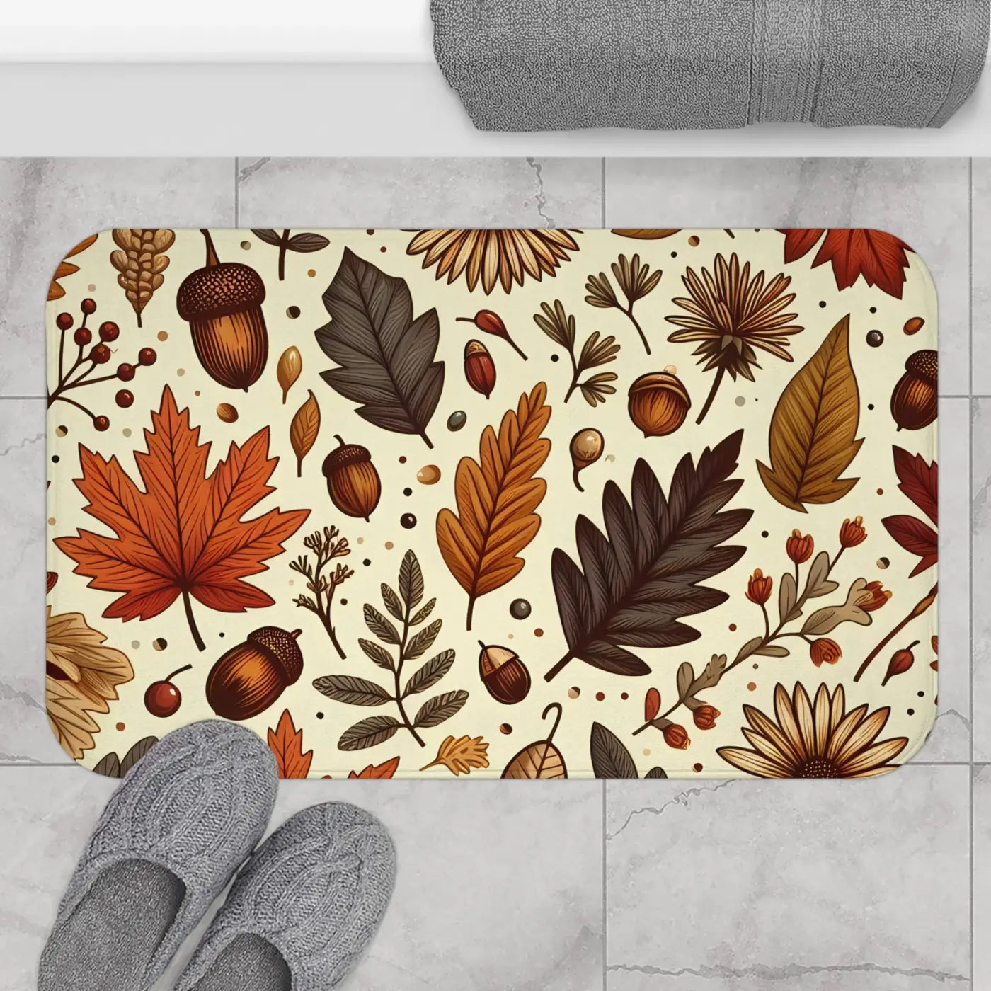 Vibrant Fall Foliage Bath Mat - Anti-Slip Backing - DipaliZ