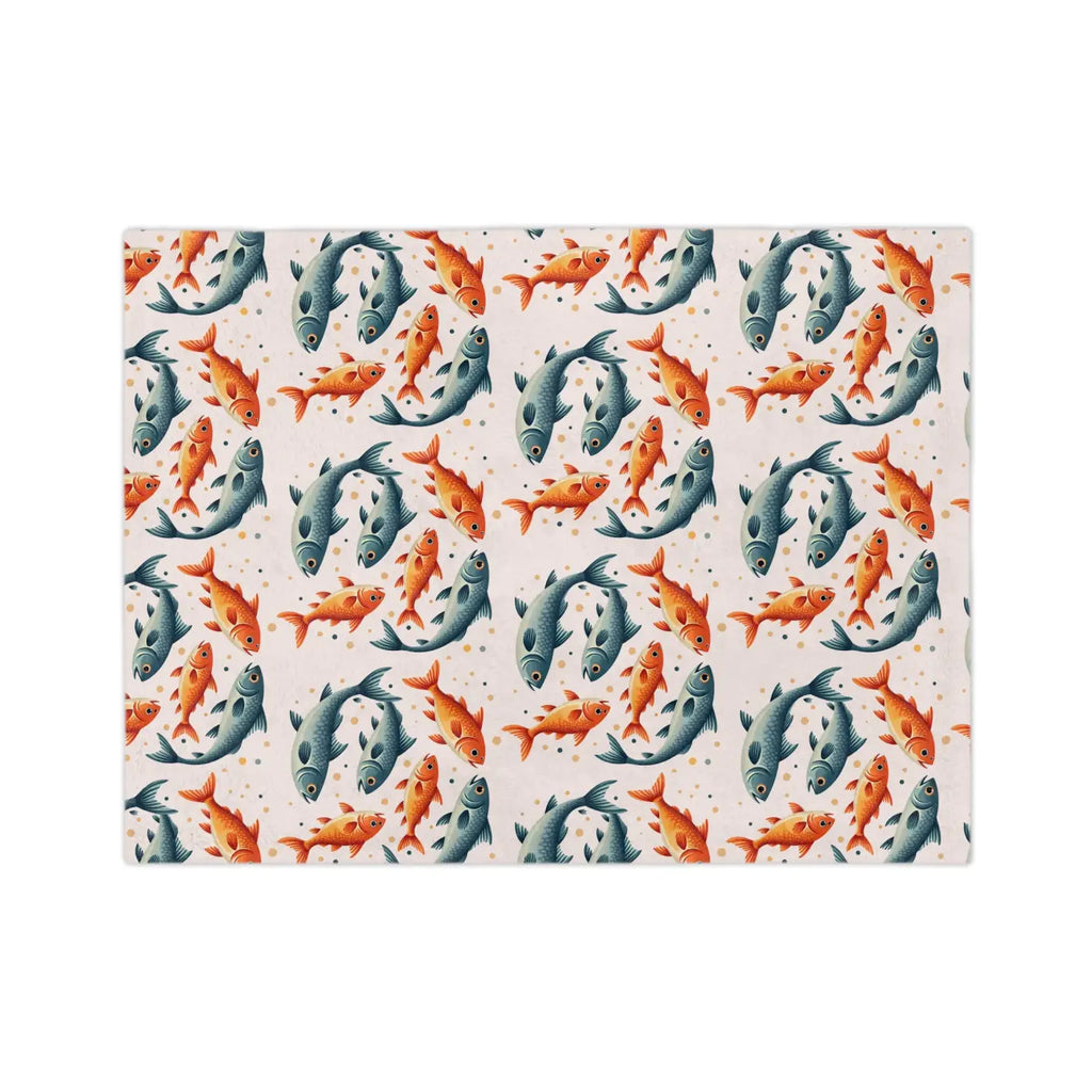 Vibrant Fish Pattern Microfiber Blanket - Ocean Inspired - DipaliZ