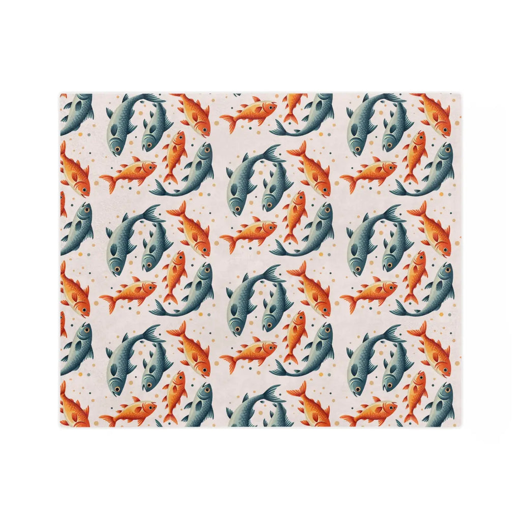 Vibrant Fish Pattern Microfiber Blanket - Ocean Inspired - DipaliZ