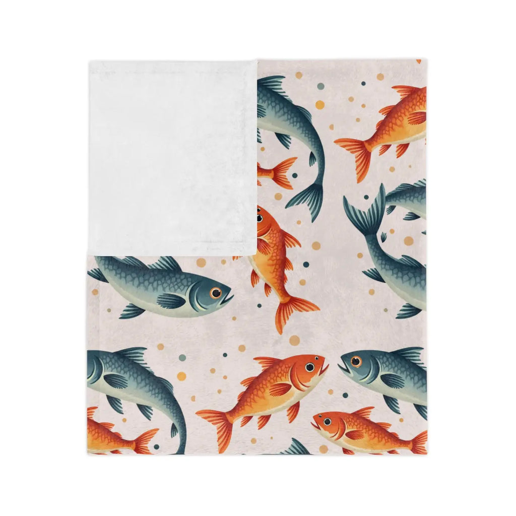 Vibrant Fish Pattern Microfiber Blanket - Ocean Inspired - DipaliZ