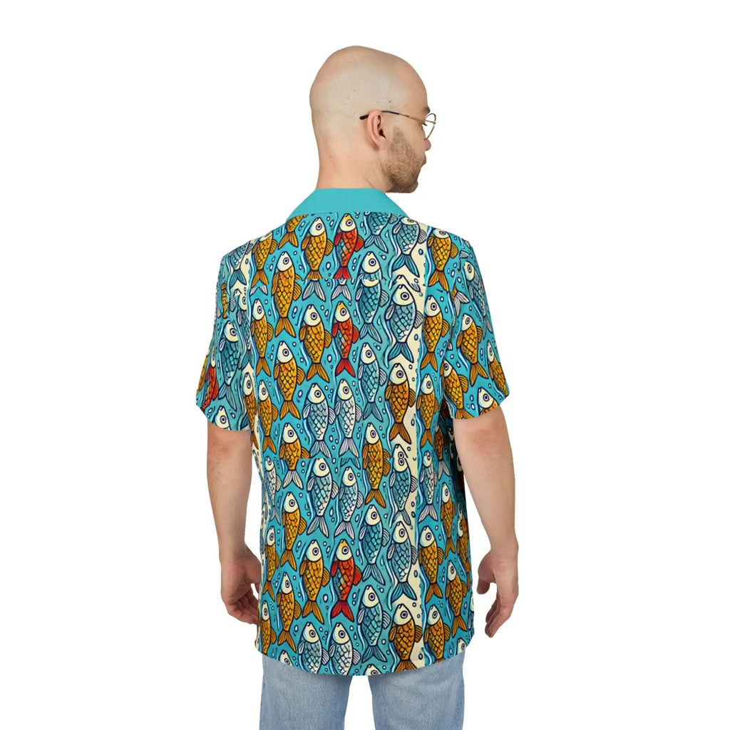 Hawaiian Button-Down Shirt - Colorful Fishes Pattern Design - DipaliZ