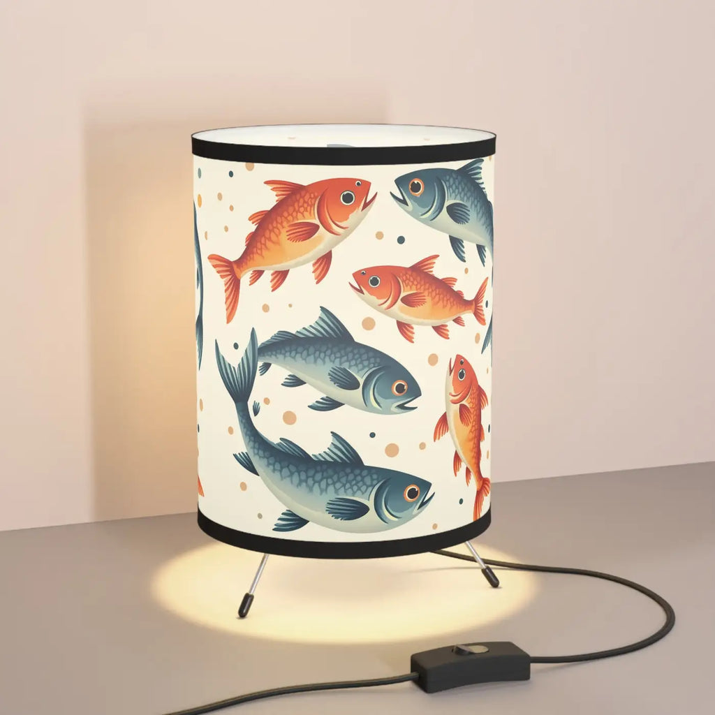 Fishes Swimming Tripod Lamp - High-Res Printed Shade - DipaliZ
