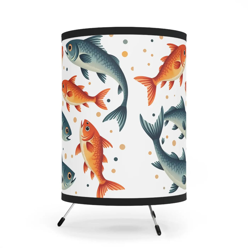 Fishes Swimming Tripod Lamp - High-Res Printed Shade - DipaliZ