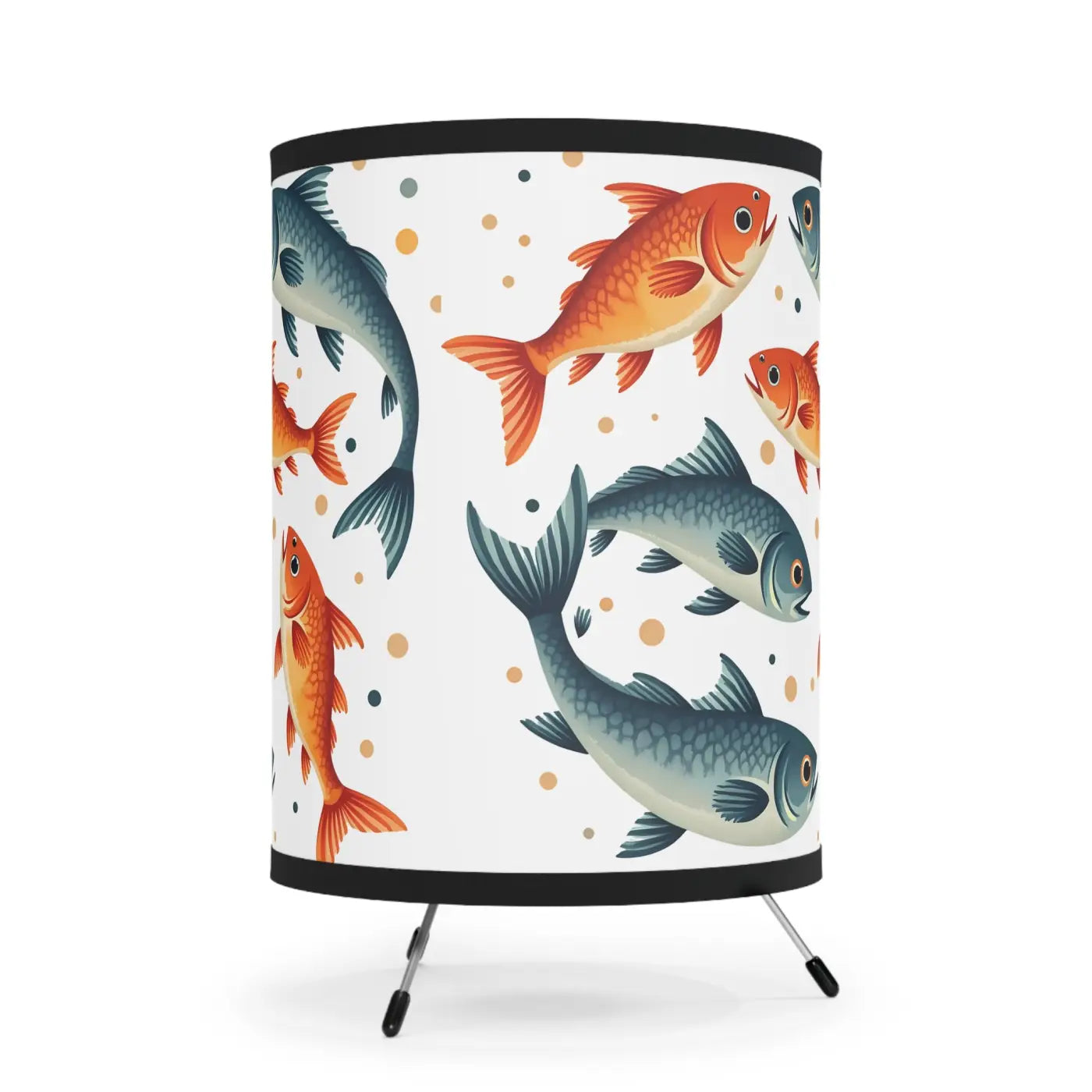 Fishes Swimming Tripod Lamp - High-Res Printed Shade - DipaliZ