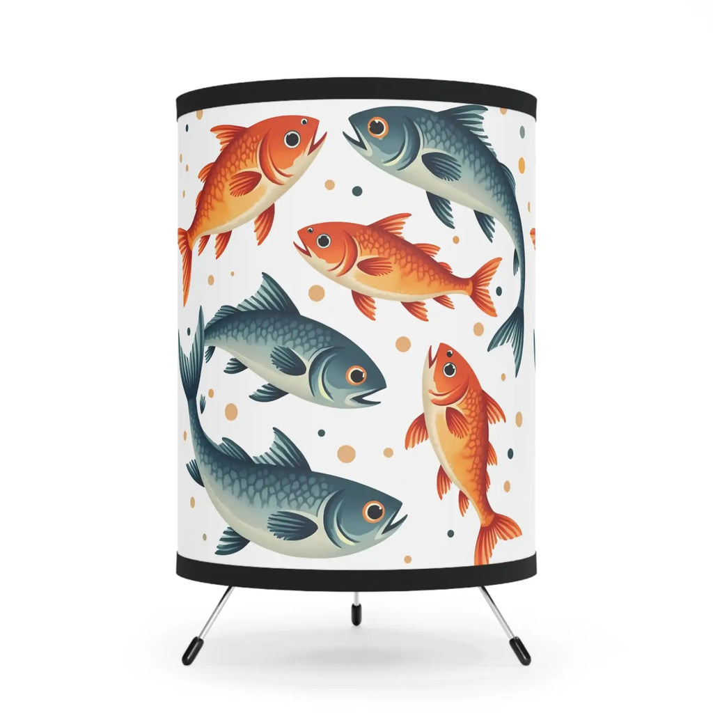 Fishes Swimming Tripod Lamp - High-Res Printed Shade - DipaliZ