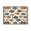 Vibrant Colorful Fishes Woven Blanket - Wall Tapestry Art - DipaliZ