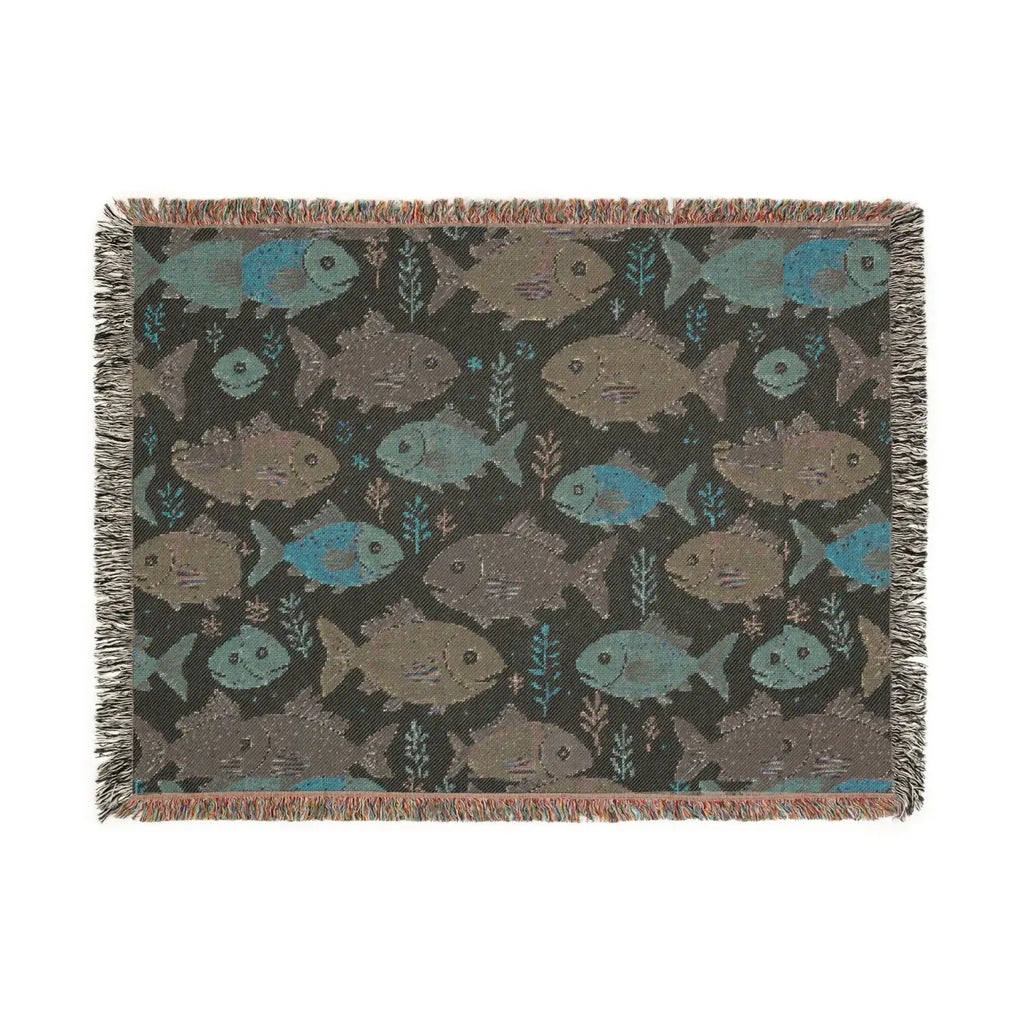 Vibrant Colorful Fishes Woven Blanket - Wall Tapestry Art - DipaliZ