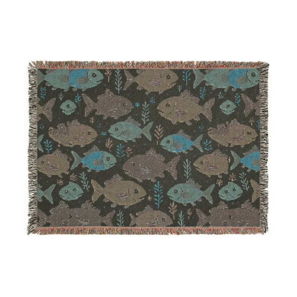 Vibrant Colorful Fishes Woven Blanket - Wall Tapestry Art - DipaliZ