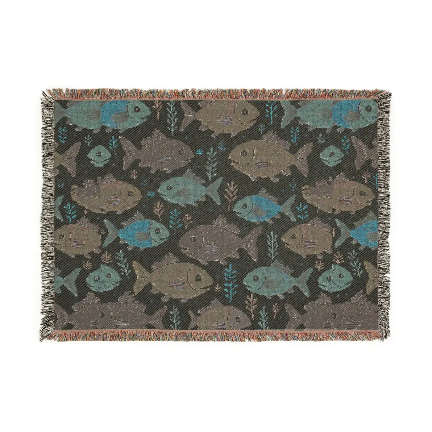Vibrant Colorful Fishes Woven Blanket - Wall Tapestry Art - DipaliZ