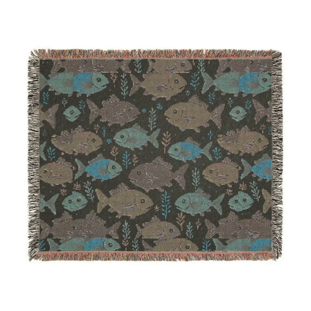 Vibrant Colorful Fishes Woven Blanket - Wall Tapestry Art - DipaliZ