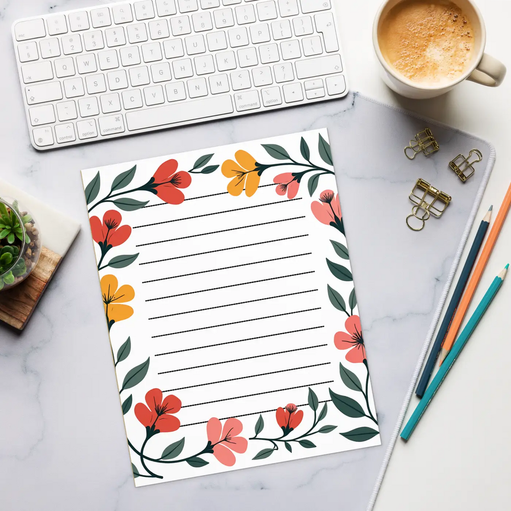 Colorful Floral Border Notepad - Spark Creativity - DipaliZ