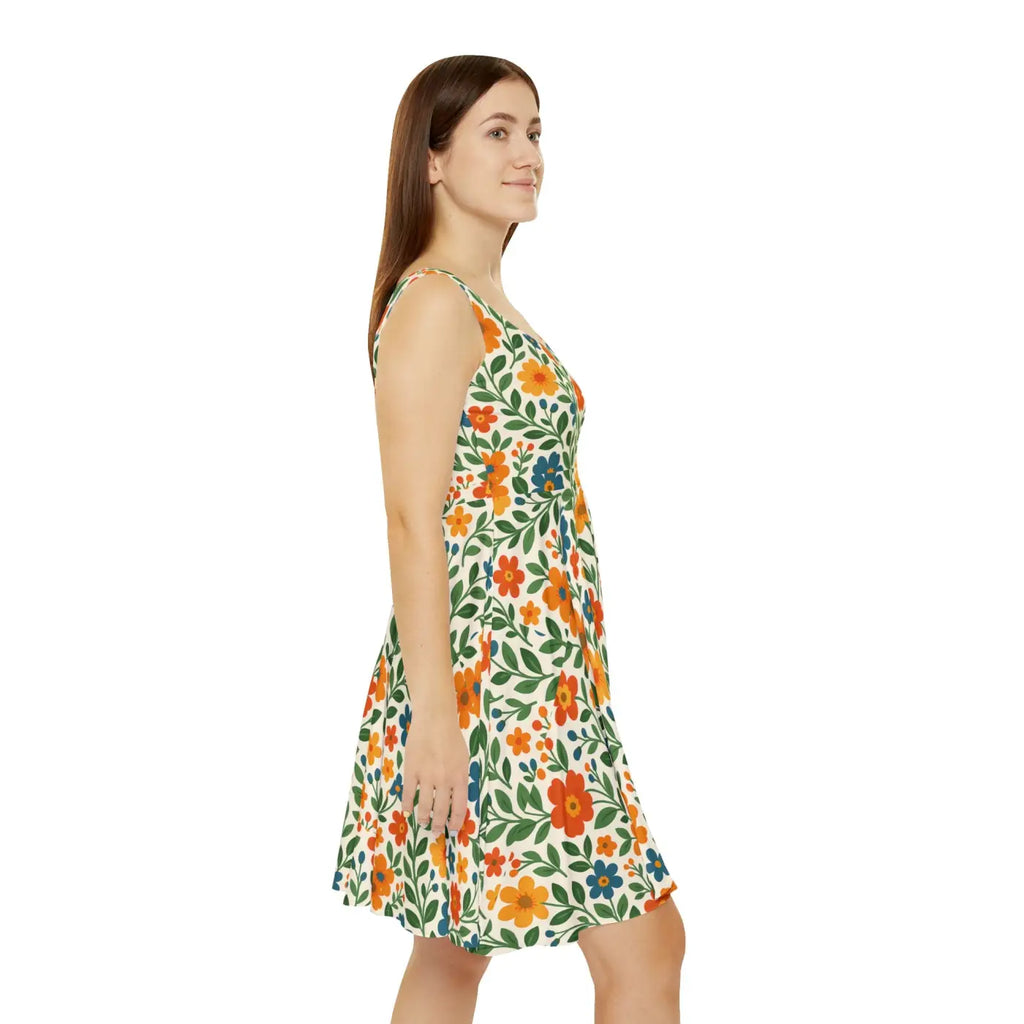 Women's Skater Dress - Colorful Floral Print for Beach Days - DipaliZ
