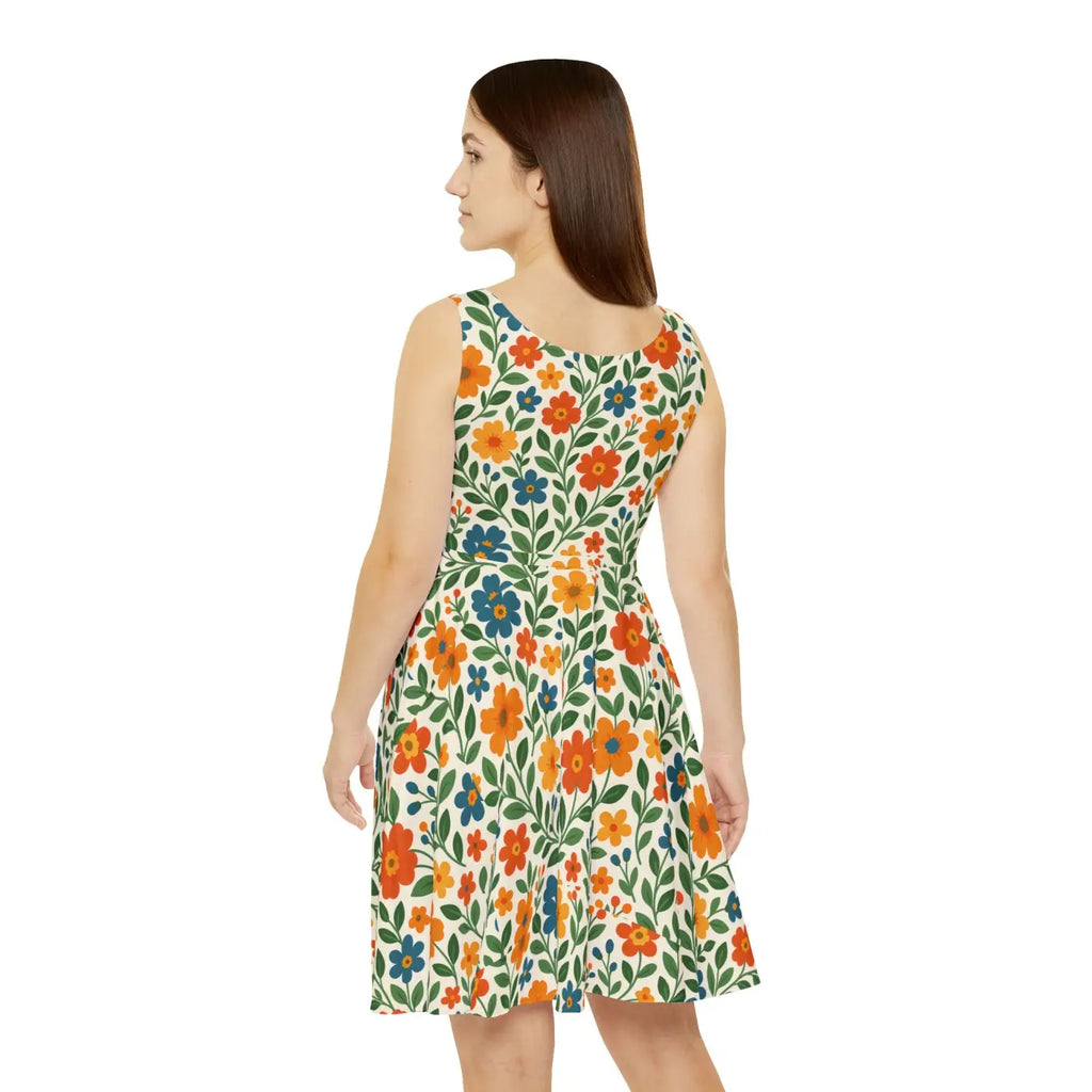 Women's Skater Dress - Colorful Floral Print for Beach Days - DipaliZ