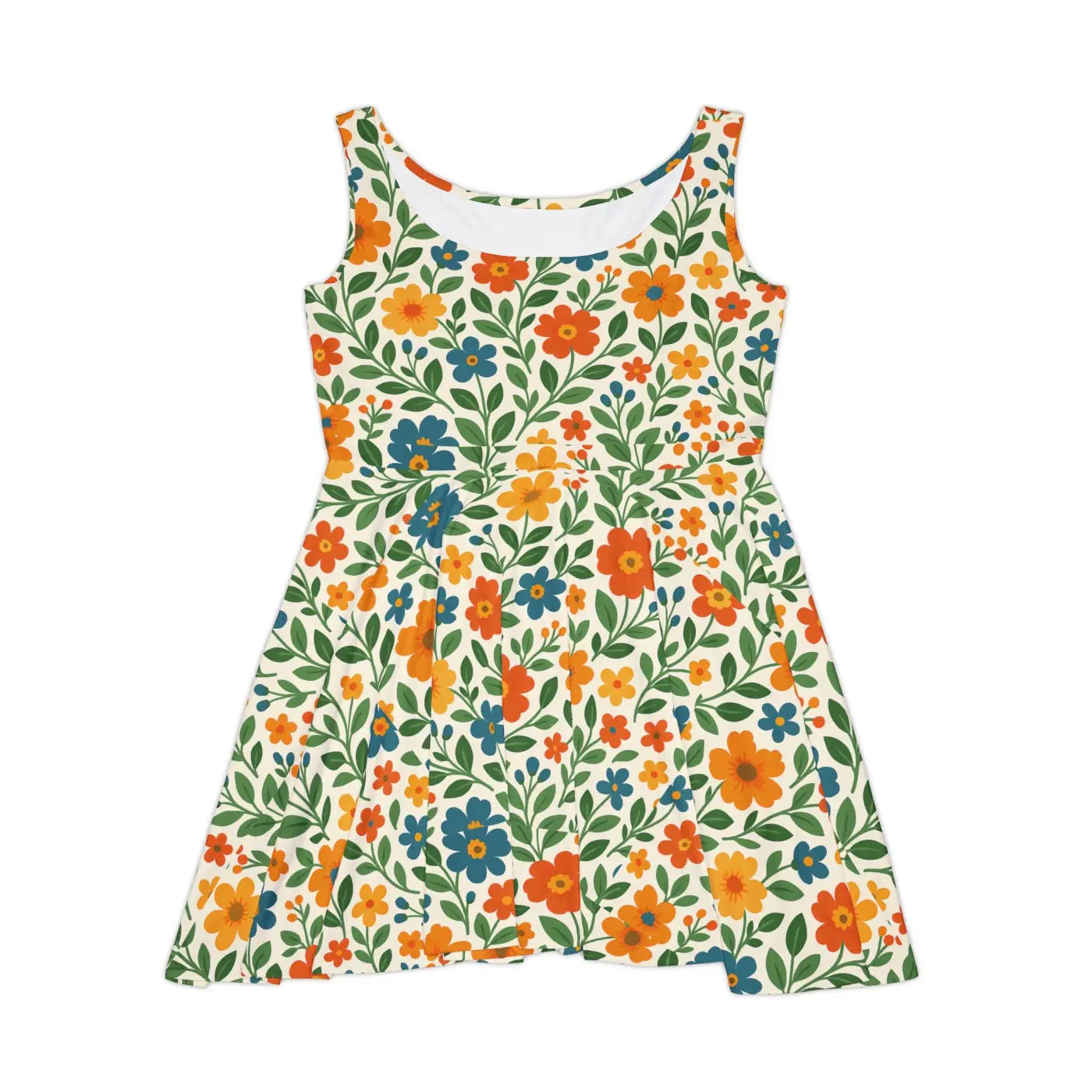 Women's Skater Dress - Colorful Floral Print for Beach Days - DipaliZ