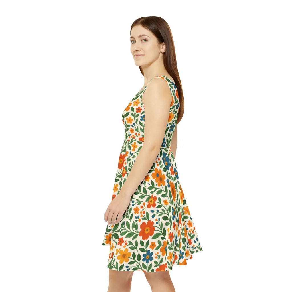 Women's Skater Dress - Colorful Floral Print for Beach Days - DipaliZ