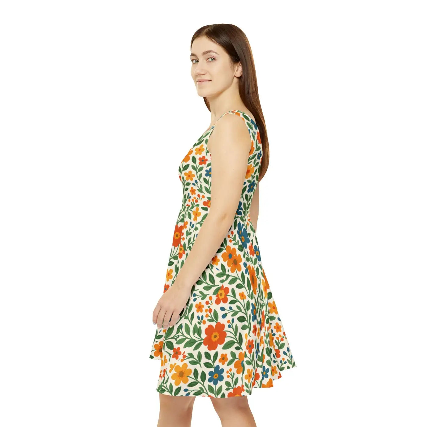 Women's Skater Dress - Colorful Floral Print for Beach Days - DipaliZ