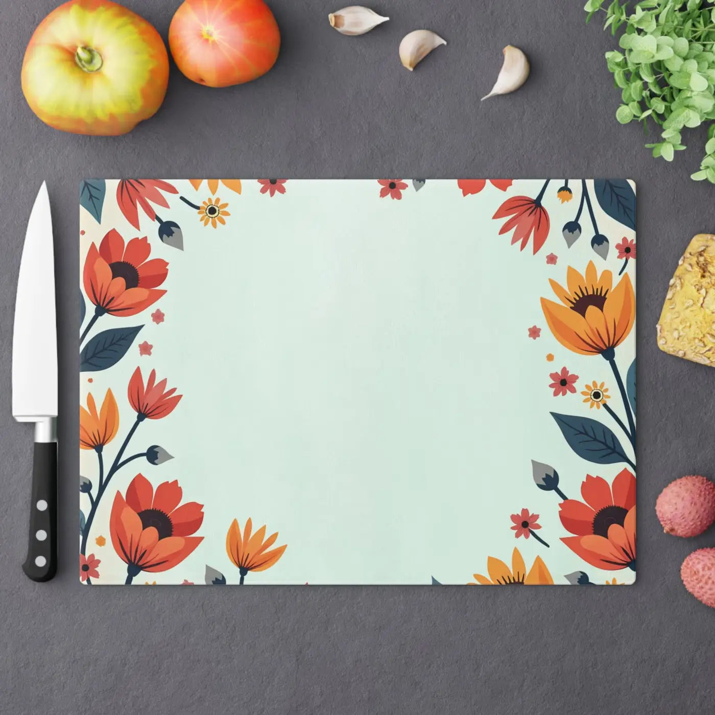 Colorful Flowers Cutting Board - Durable Tempered Glass - DipaliZ