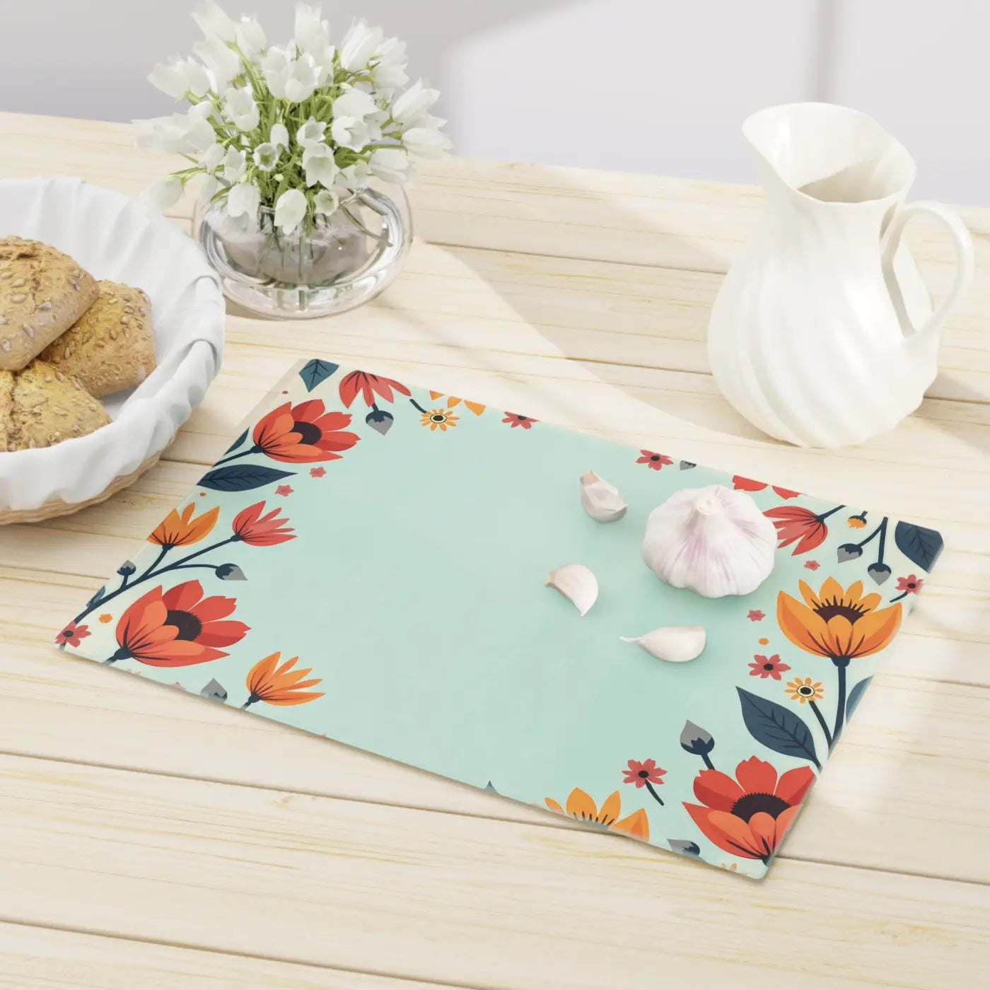 Colorful Flowers Cutting Board - Durable Tempered Glass - DipaliZ