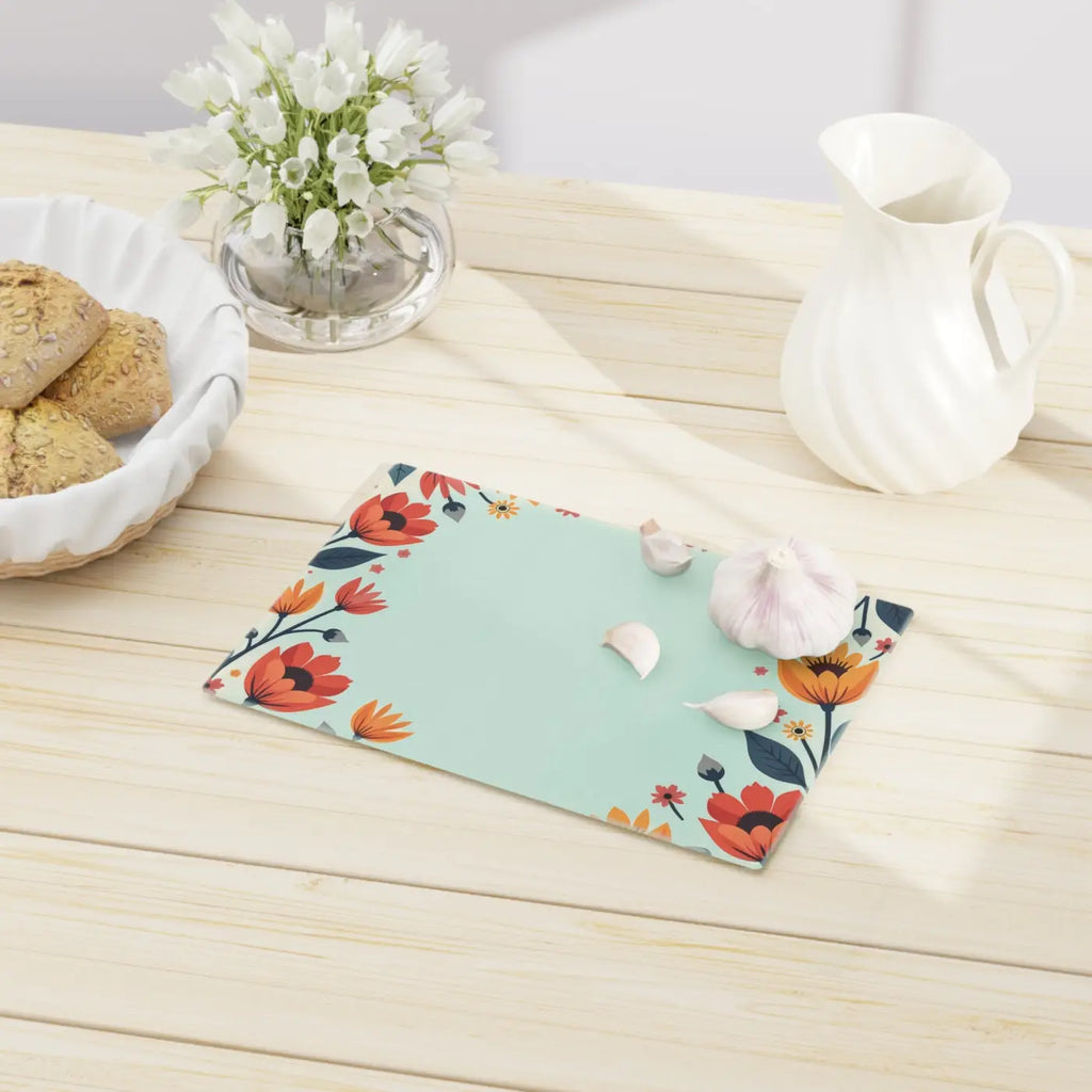 Colorful Flowers Cutting Board - Durable Tempered Glass - DipaliZ
