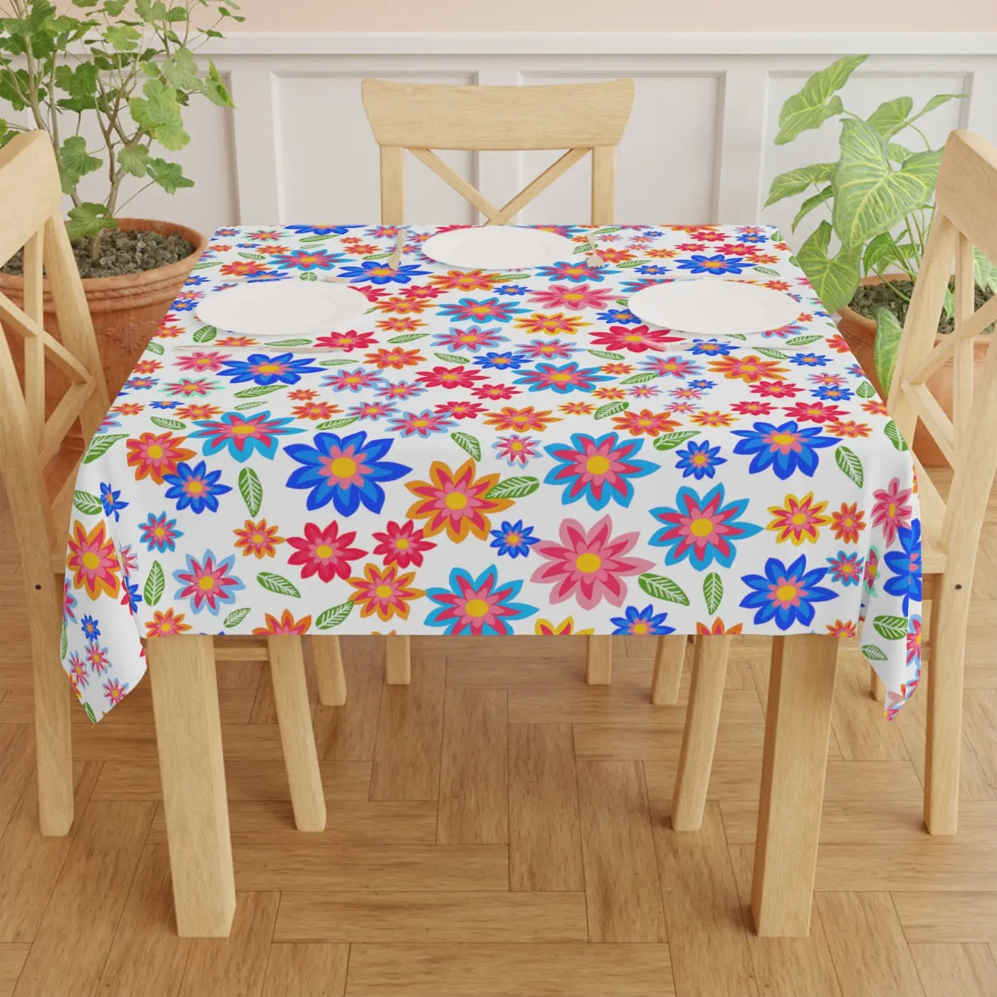 Flowers Pattern Tablecloth - Colorful Polyester Design - DipaliZ