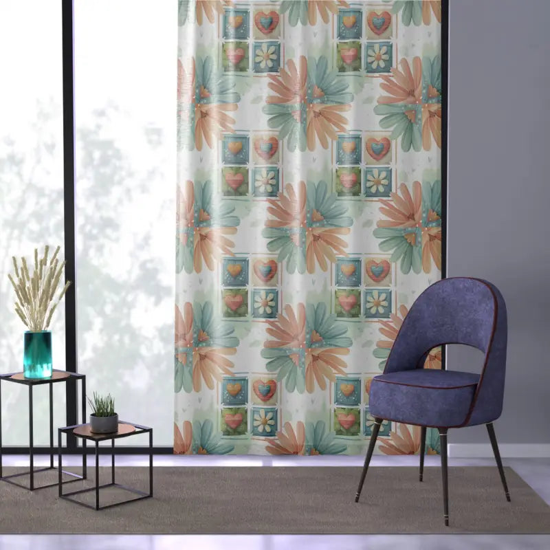 Colorful Flowers Window Curtain - Sheer Home Decor - DipaliZ