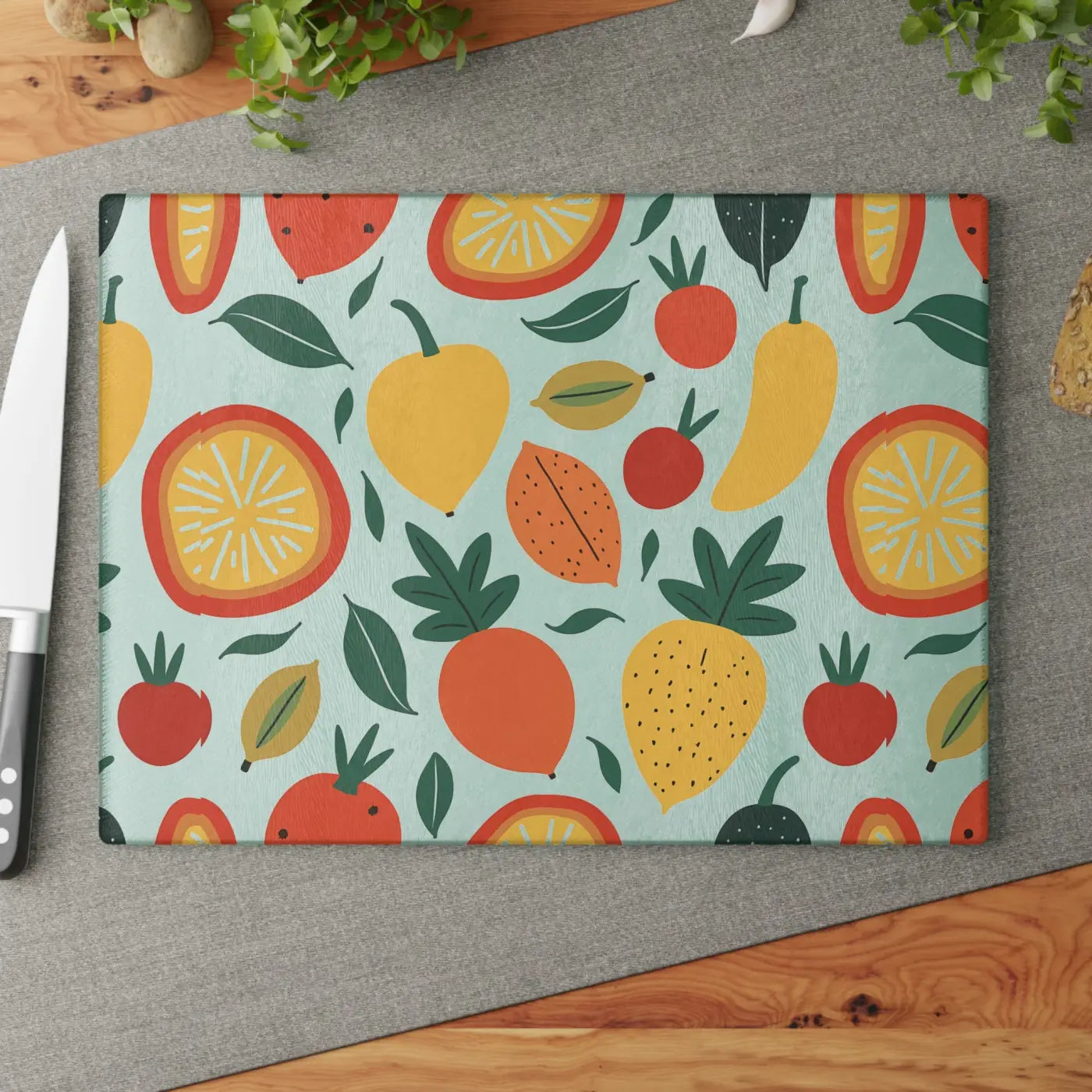 Colorful Fruit Glass Cutting Board - Food Lovers Kitchen Decor - DipaliZ