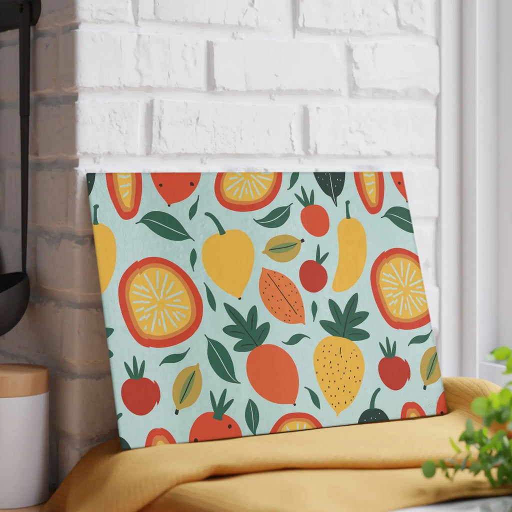 Colorful Fruit Glass Cutting Board - Food Lovers Kitchen Decor - DipaliZ