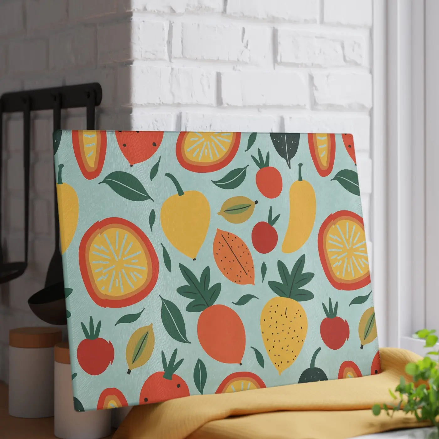 Colorful Fruit Glass Cutting Board - Food Lovers Kitchen Decor - DipaliZ