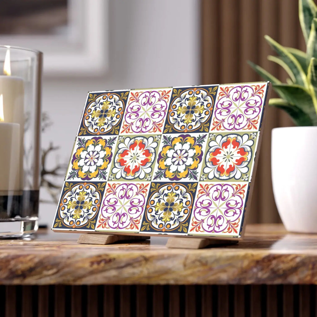 Vibrant Colorful Geometric Ceramic Photo Tiles - Wall Decor - DipaliZ