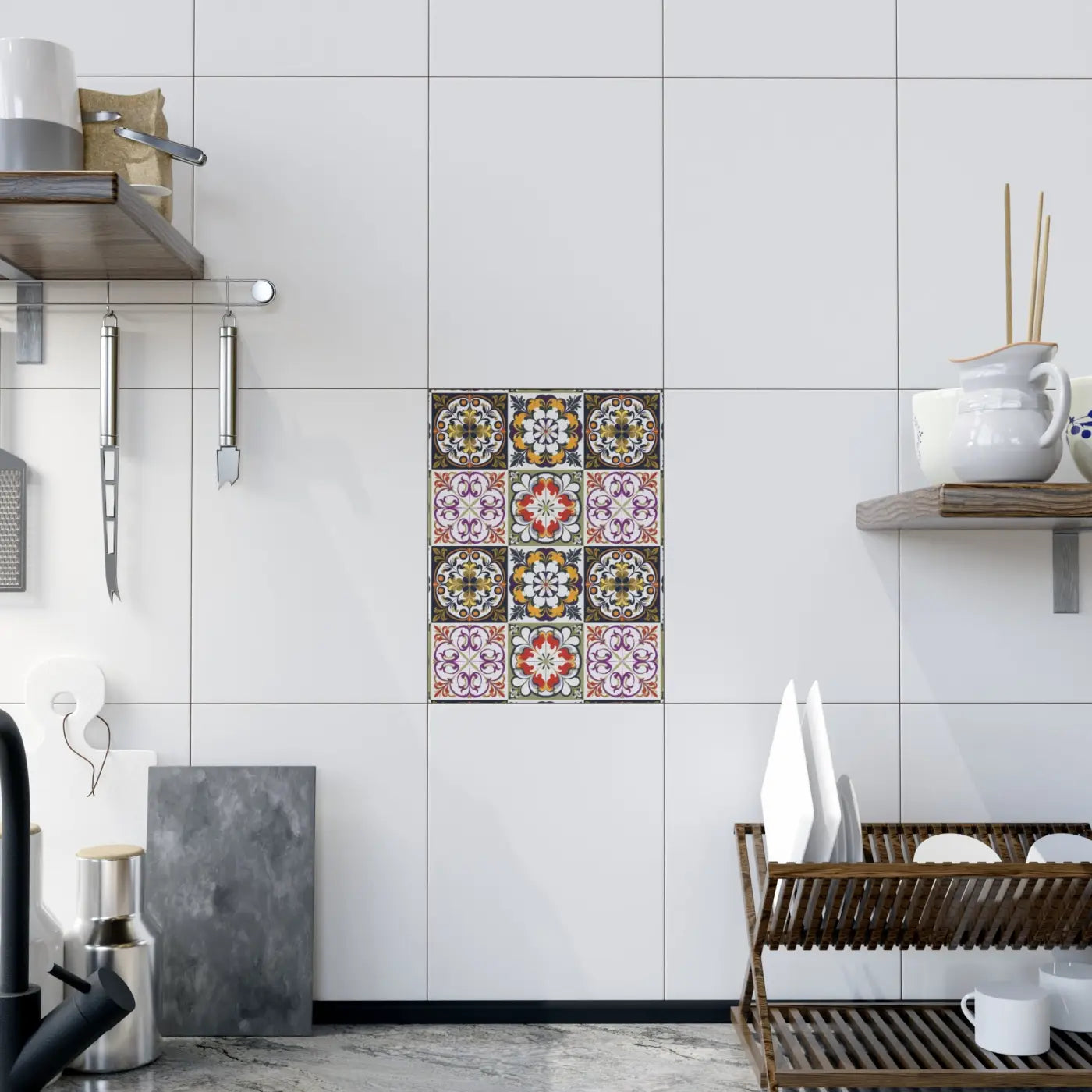 Vibrant Colorful Geometric Ceramic Photo Tiles - Wall Decor - DipaliZ