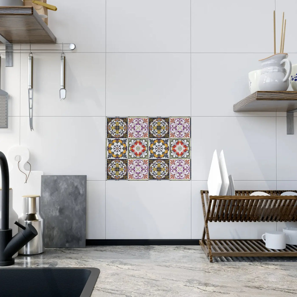 Vibrant Colorful Geometric Ceramic Photo Tiles - Wall Decor - DipaliZ