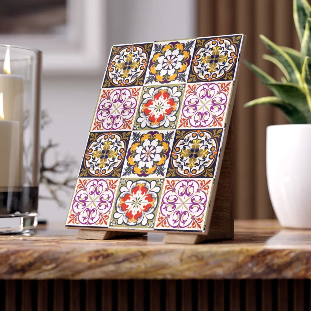 Vibrant Colorful Geometric Ceramic Photo Tiles - Wall Decor - DipaliZ