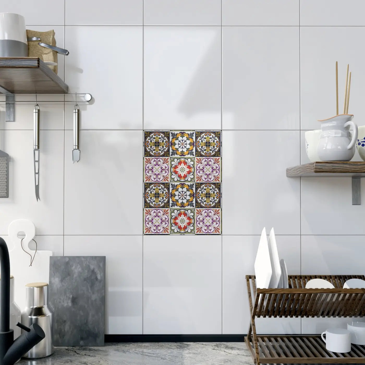 Vibrant Colorful Geometric Ceramic Photo Tiles - Wall Decor - DipaliZ