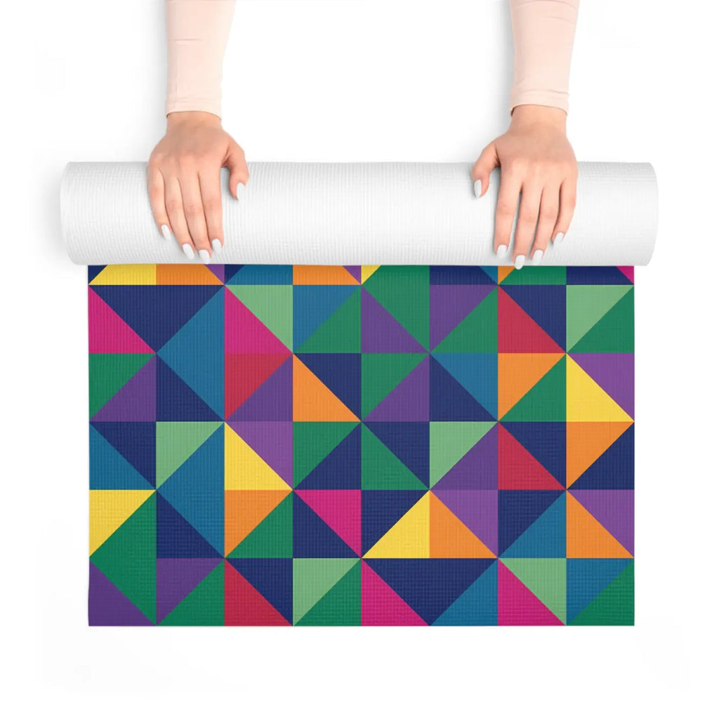 Colorful Geometric Foam Yoga Mat - Triangle Design - DipaliZ